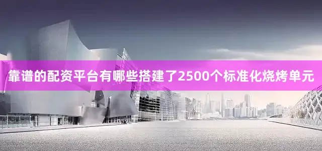靠谱的配资平台有哪些搭建了2500个标准化烧烤单元